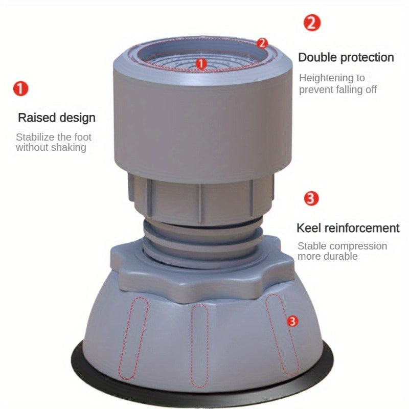 4-Pack Adjustable Appliance Feet Moisture-Proof Plastic Anti-Vibration Base