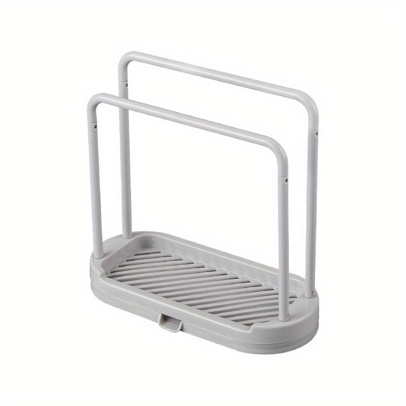 Organizador de fregadero de cocina de plástico con barra para toallas y soporte para esponjas