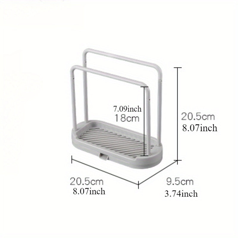 Organizador de fregadero de cocina de plástico con barra para toallas y soporte para esponjas