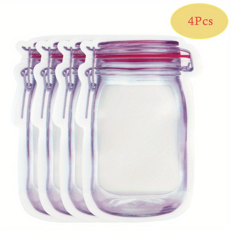 Qayta ishlatiladigan Mason Banka Zip Lock Sumkalar 4 ta, BPAsiz, muzlatgichga mos, ko‘p maqsadli saqlash