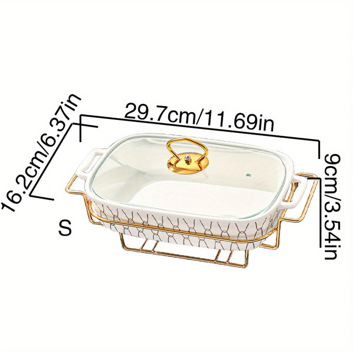 Qopqog'li keramika stokpot 1ta, oltin rangli chekka, sho'rva, sho'rva va qovurilgan idishlar uchun