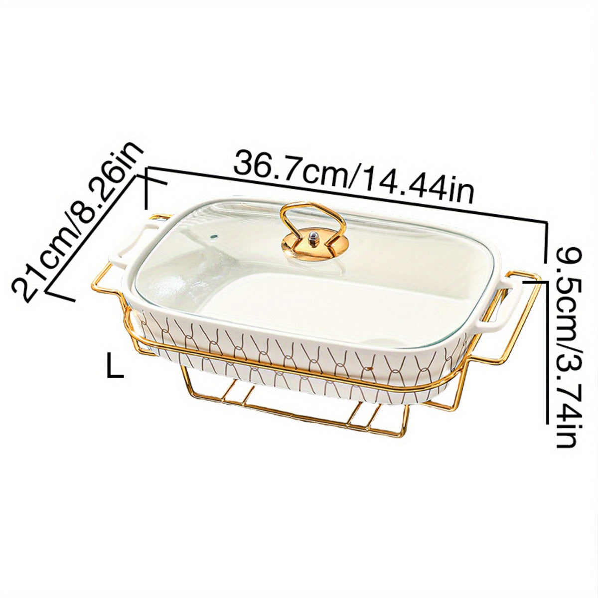 Qopqog'li keramika stokpot 1ta, oltin rangli chekka, sho'rva, sho'rva va qovurilgan idishlar uchun
