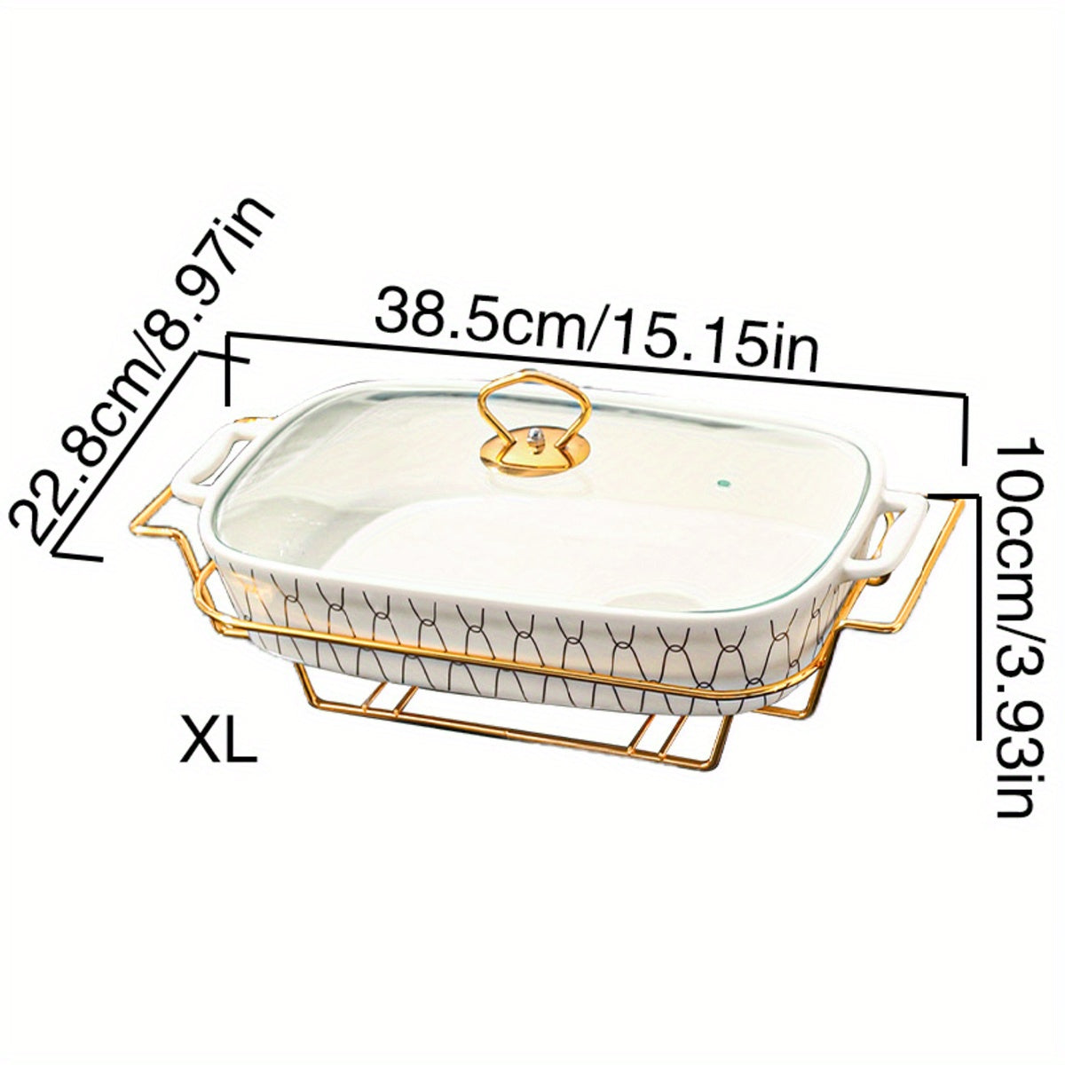 Qopqog'li keramika stokpot 1ta, oltin rangli chekka, sho'rva, sho'rva va qovurilgan idishlar uchun