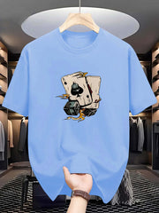 Erkaklar uchun Spades printli futbolka, 100% polyester, yumshoq bo'yin, cho'ziluvchan, yozgi moda, qisqa yeng, oddiy kesim, 180gsm mato.