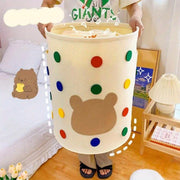 Folding Laundry Hamper with Animal Print Design Multi-Purpose Storage Basket for Clothes Toys Shoes