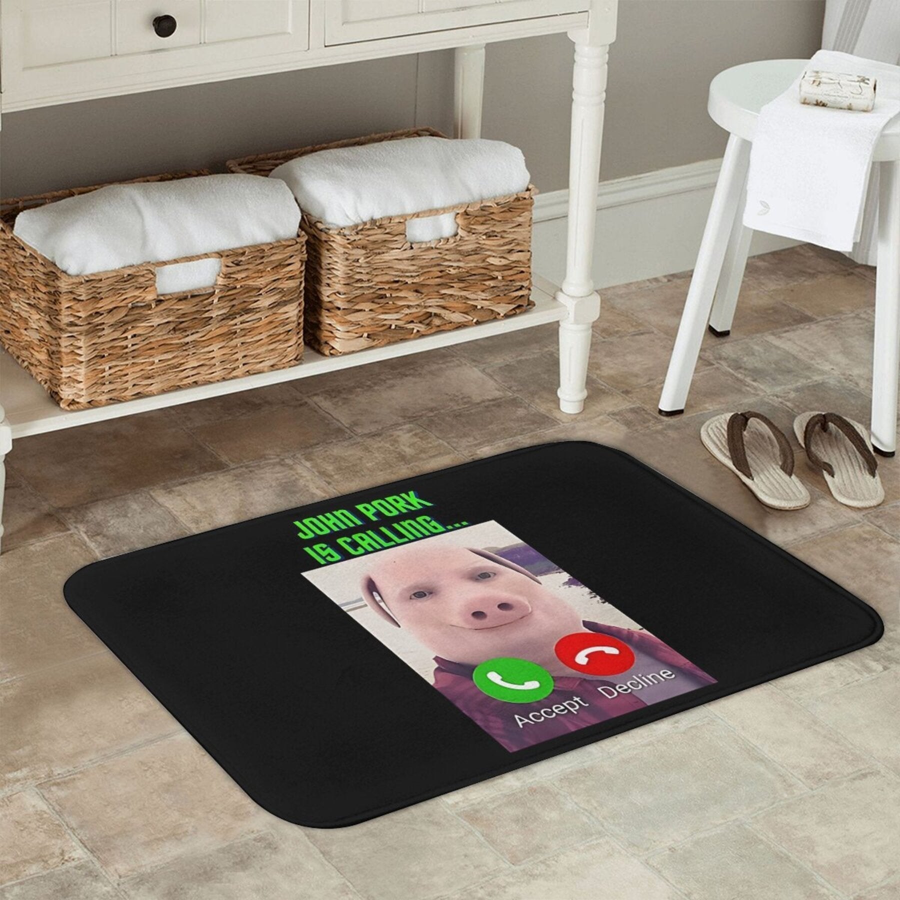 Funny Call Bath Mat Non-Slip Polyester Rug for Bathroom Decor and Christmas Gift