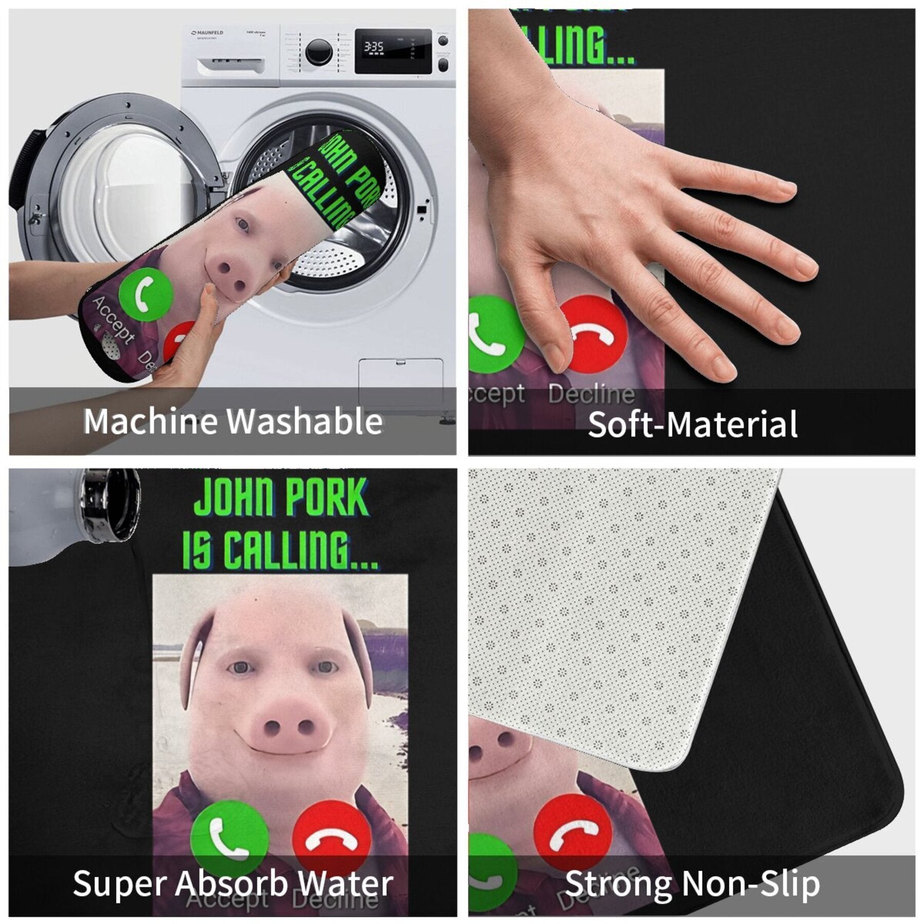 Коврик для ванной «Веселый звонок» от Джона Порка — нескользящий, легко чистящийся полиэстеровый коврик для забавного домашнего декора, идеальный рождественский подарок, коврики для ванной с юмором