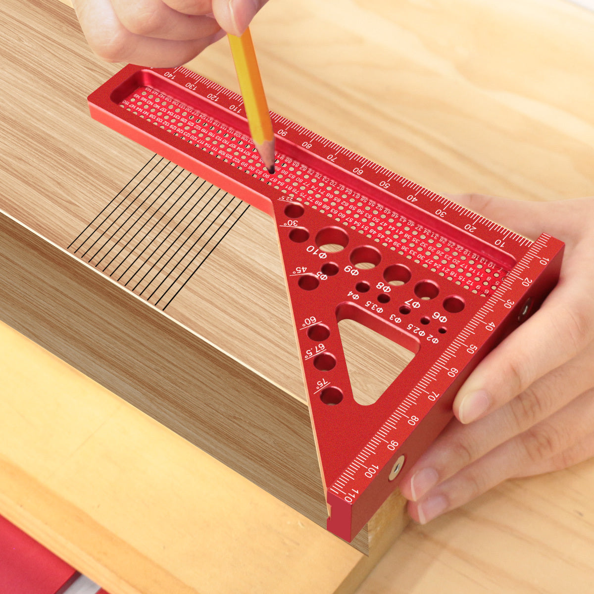 Aluminum Woodworking Square with Multi-Angle Ruler and Dowel Pin
