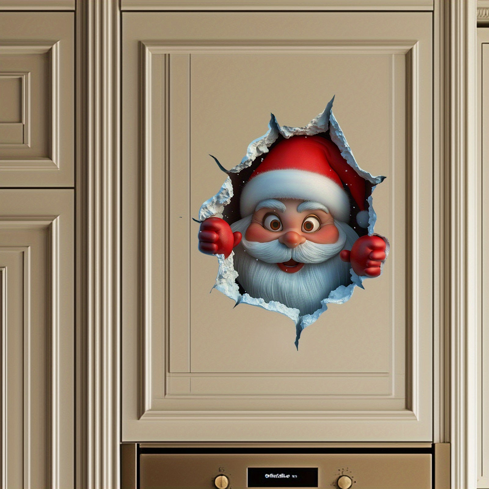 Adhesivo de pared festivo 3D de Santa Claus, reutilizable, decoración navideña para el hogar