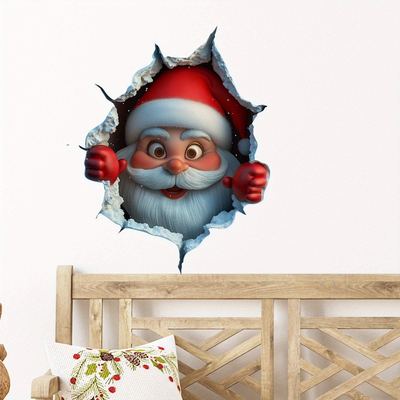 Adhesivo de pared festivo 3D de Santa Claus, reutilizable, decoración navideña para el hogar