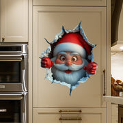 Adhesivo de pared festivo 3D de Santa Claus, reutilizable, decoración navideña para el hogar
