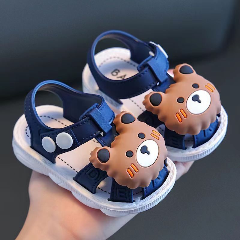 Infant Water Sandals Boys Girls PVC Cartoon Water Shoes Toddler Low Top Buckle Closure