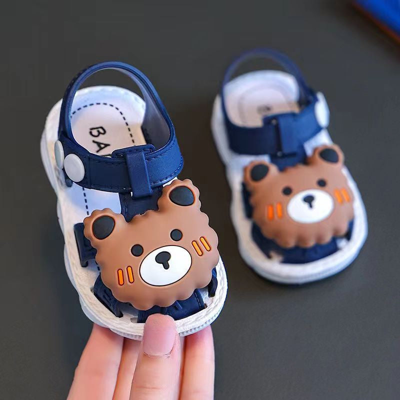 Infant Water Sandals Boys Girls PVC Cartoon Water Shoes Toddler Low Top Buckle Closure