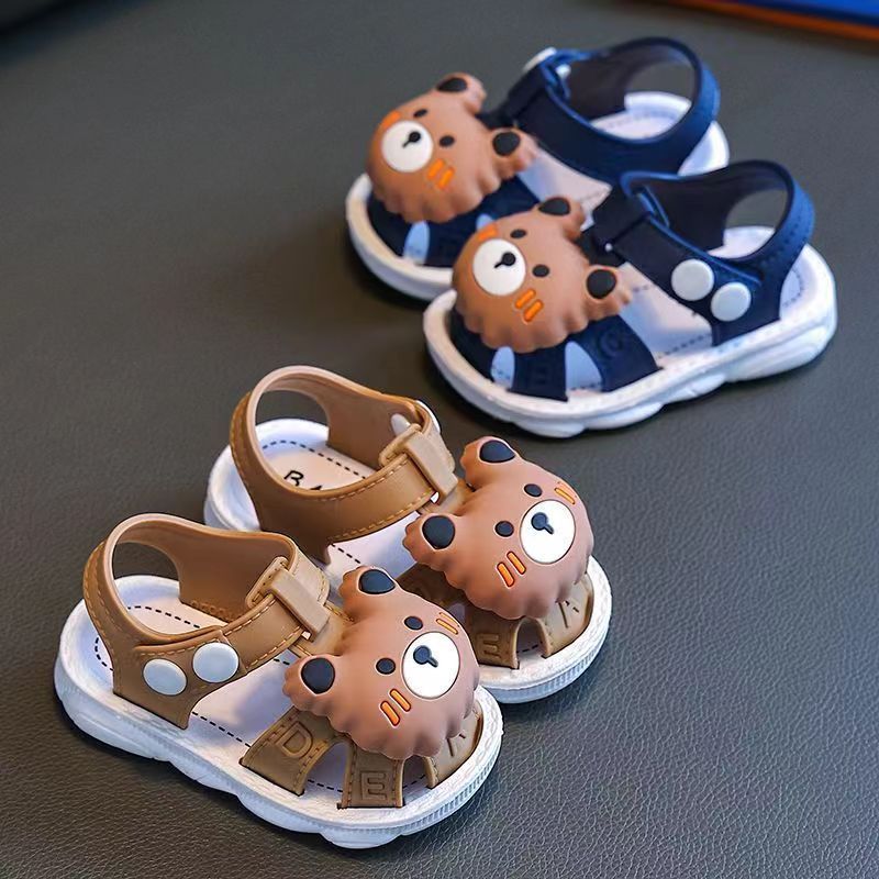 Infant Water Sandals Boys Girls PVC Cartoon Water Shoes Toddler Low Top Buckle Closure