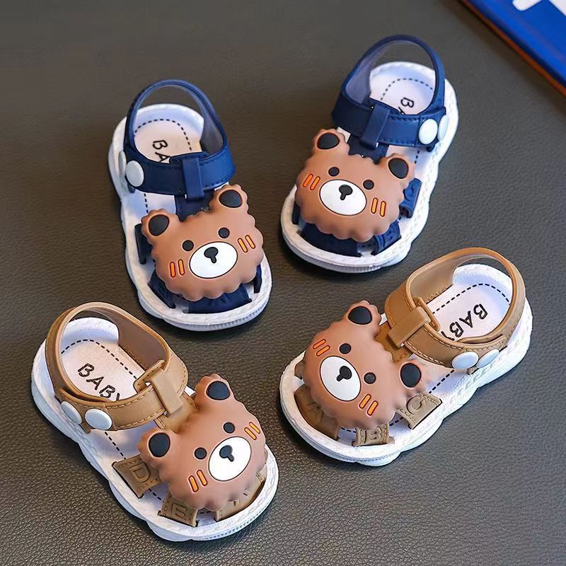 Infant Water Sandals Boys Girls PVC Cartoon Water Shoes Toddler Low Top Buckle Closure