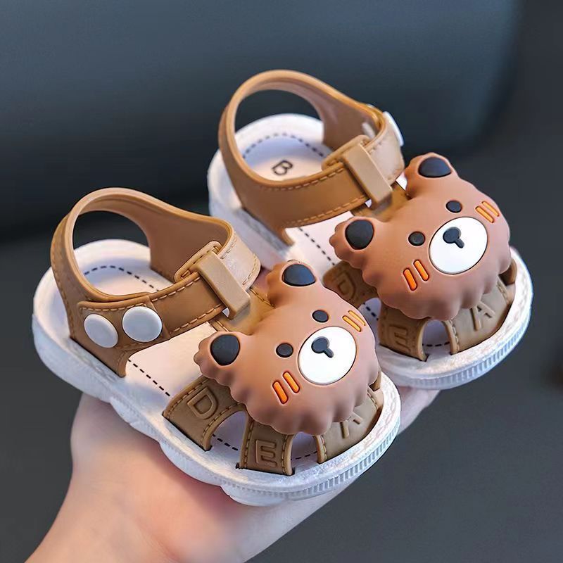 Infant Water Sandals Boys Girls PVC Cartoon Water Shoes Toddler Low Top Buckle Closure