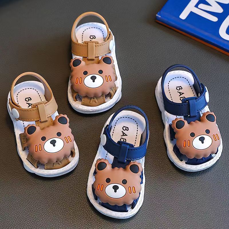 Infant Water Sandals Boys Girls PVC Cartoon Water Shoes Toddler Low Top Buckle Closure