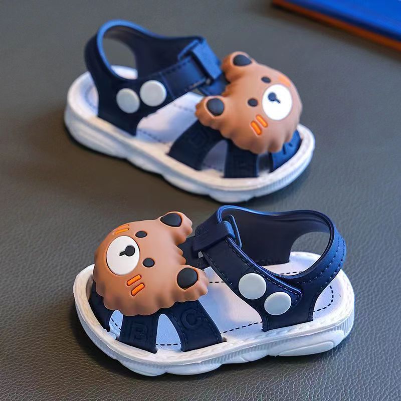 Infant Water Sandals Boys Girls PVC Cartoon Water Shoes Toddler Low Top Buckle Closure