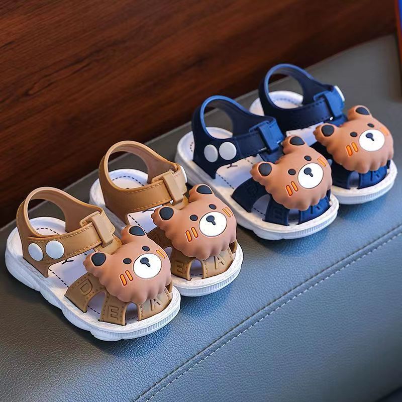 Infant Water Sandals Boys Girls PVC Cartoon Water Shoes Toddler Low Top Buckle Closure
