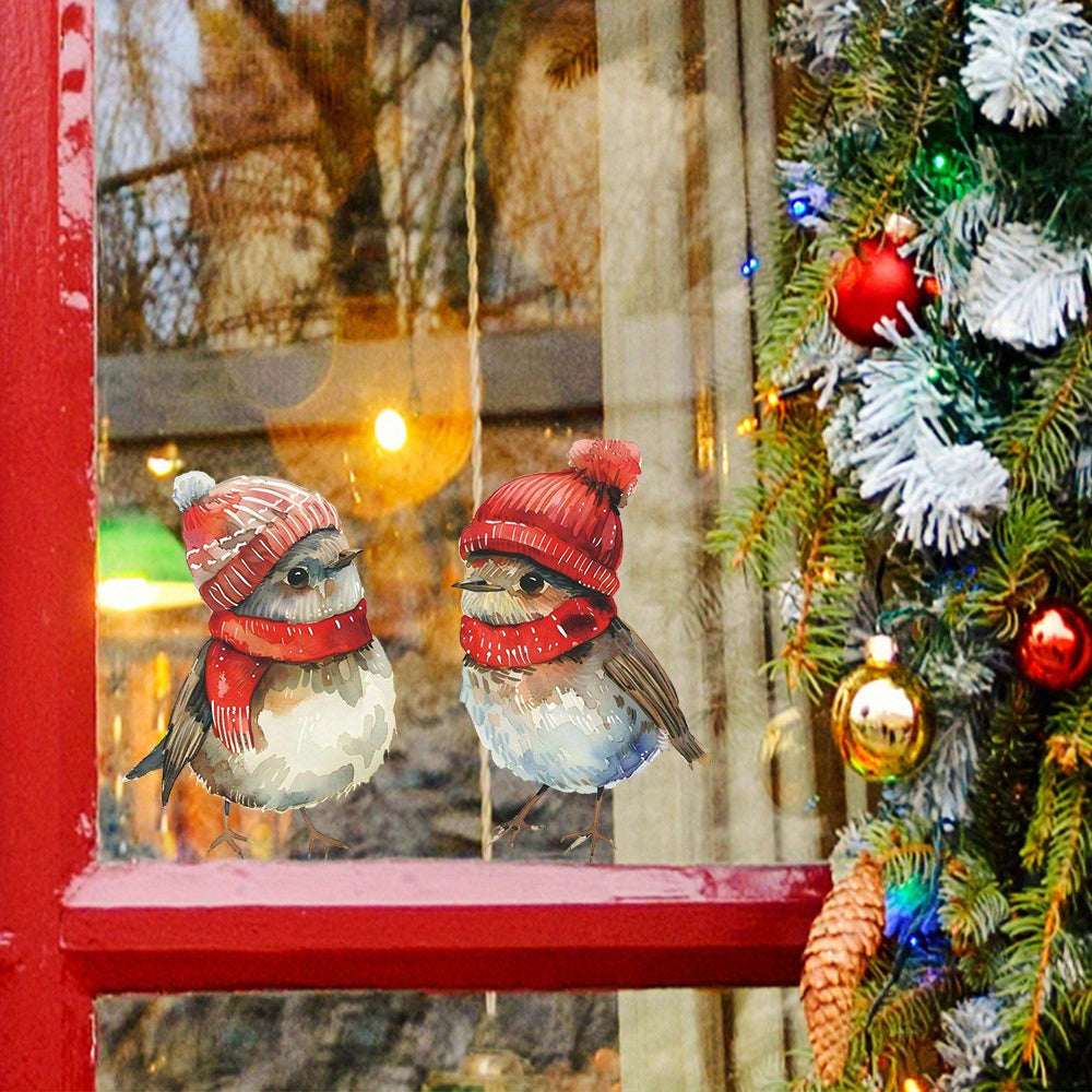 Christmas Bird Window Stickers Festive Decor for Home Bathroom Bedroom Balcony