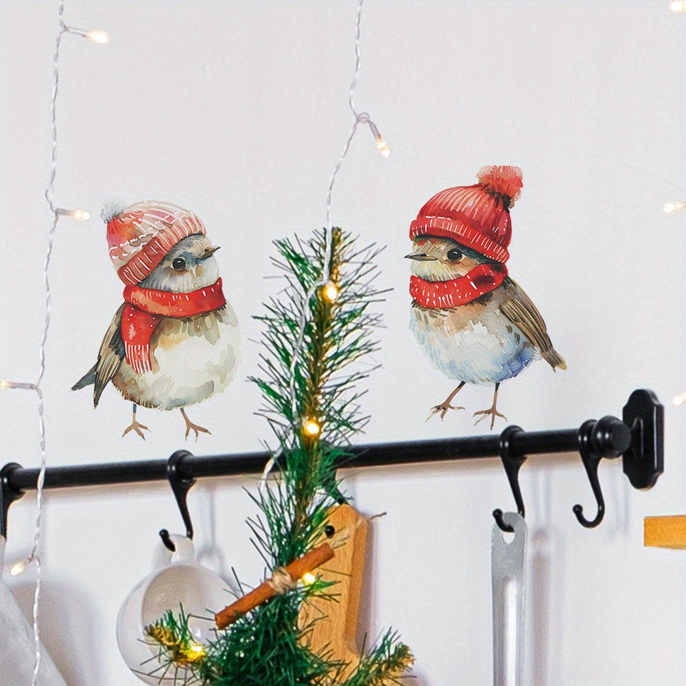 Christmas Bird Window Stickers Festive Decor for Home Bathroom Bedroom Balcony