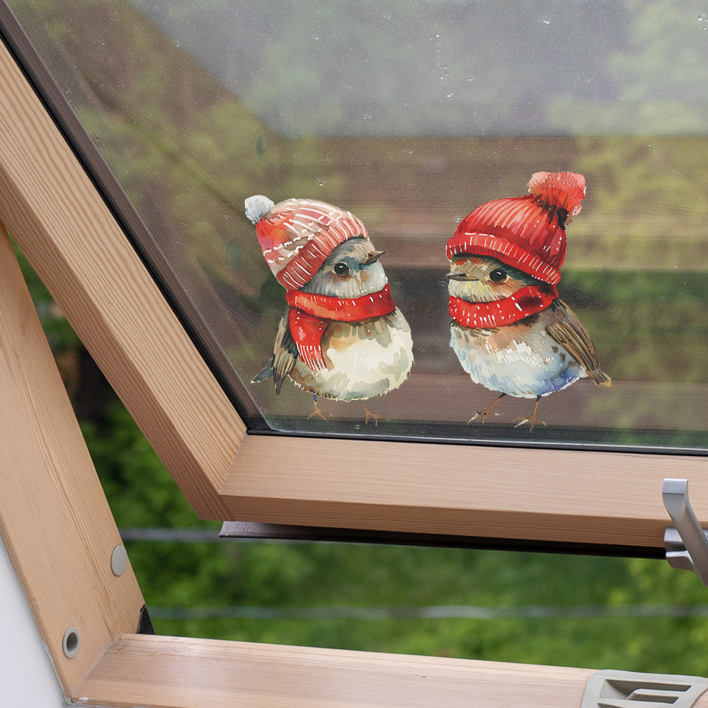 Christmas Bird Window Stickers Festive Decor for Home Bathroom Bedroom Balcony