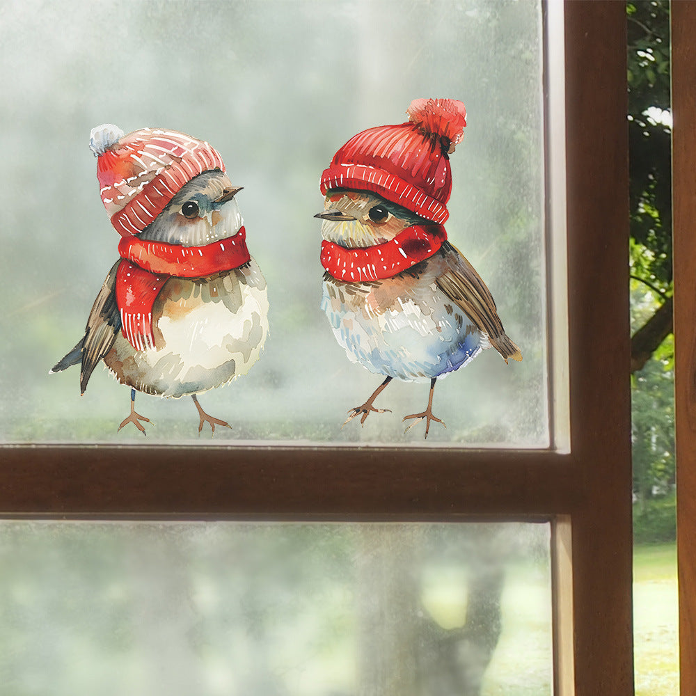 Christmas Bird Window Stickers Festive Decor for Home Bathroom Bedroom Balcony