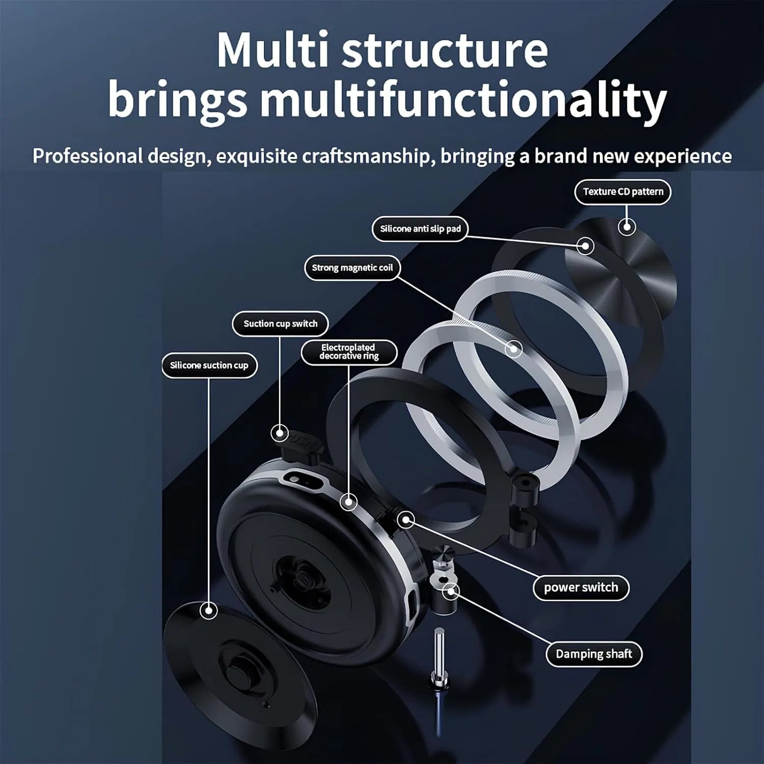 Magnetic Car Phone Holder Wireless 360° Rotation Strong Suction Universal