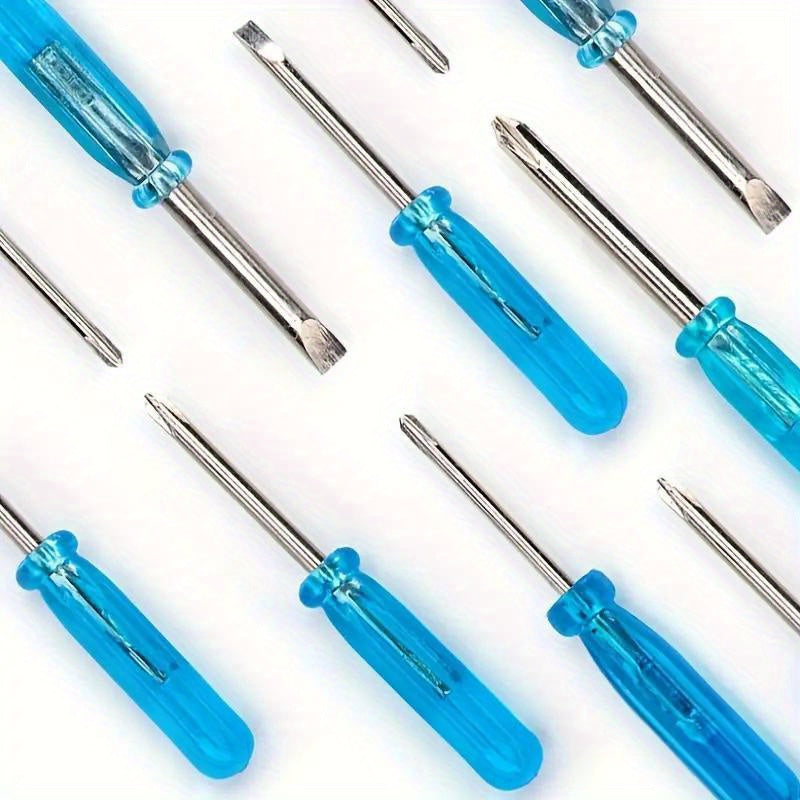Set de 10 mini destornilladores azules para reparación y electrónica, cabeza cruzada de 2mm