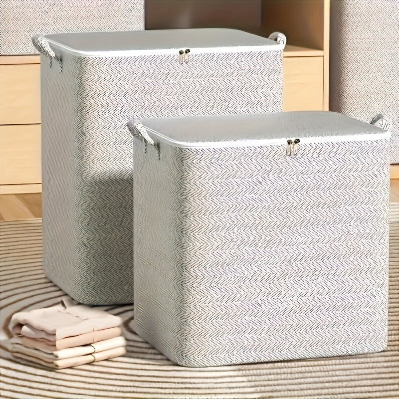 Large Waterproof Storage Box with Lid Non-Woven Fabric Foldable for Clothes and Blankets