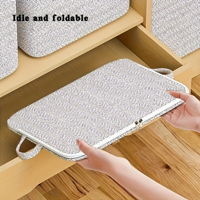 Large Waterproof Storage Box with Lid Non-Woven Fabric Foldable for Clothes and Blankets