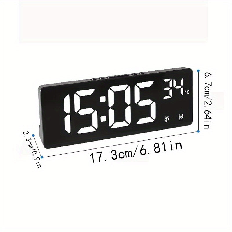 Large Screen USB Powered Digital Alarm Clock with Multiple Alarms and Date Display