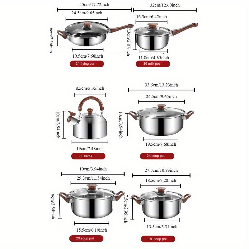 Stainless Steel Cookware Set for Home Kitchen and Dinner Parties