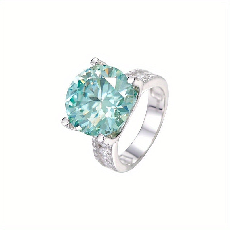 10CT Teal Moissanite Engagement Ring Sterling Silver Wedding Band December Birthstone