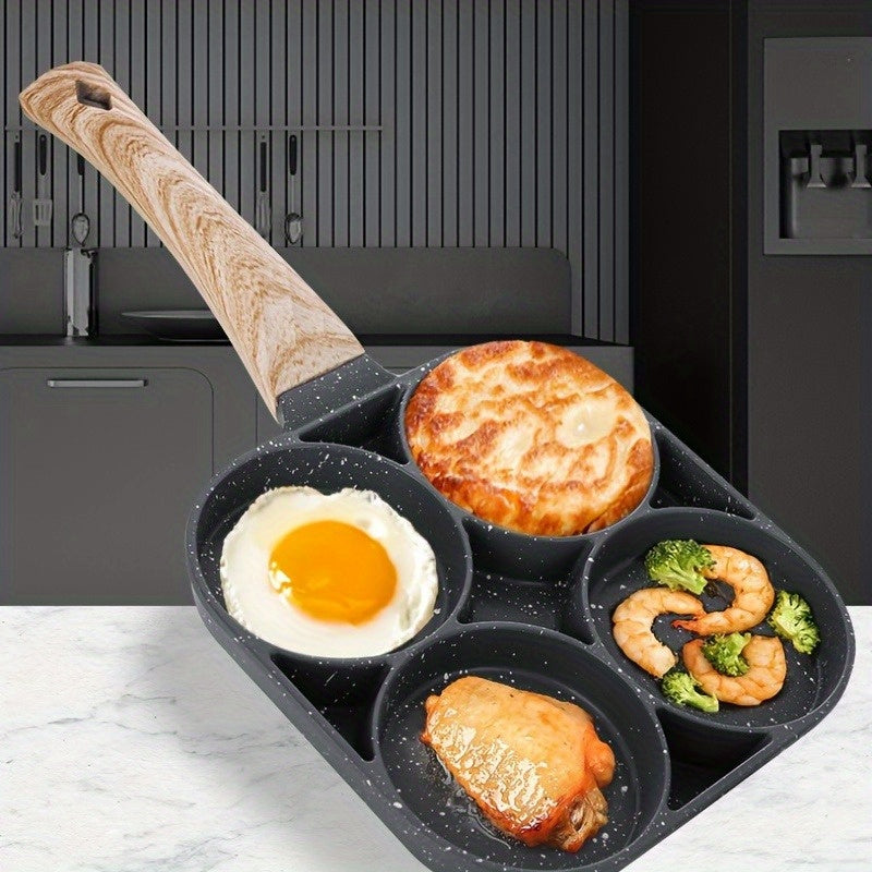 Non-Stick Multi-Purpose Frying Pan with Wooden Handle for Eggs Pancakes and Steak