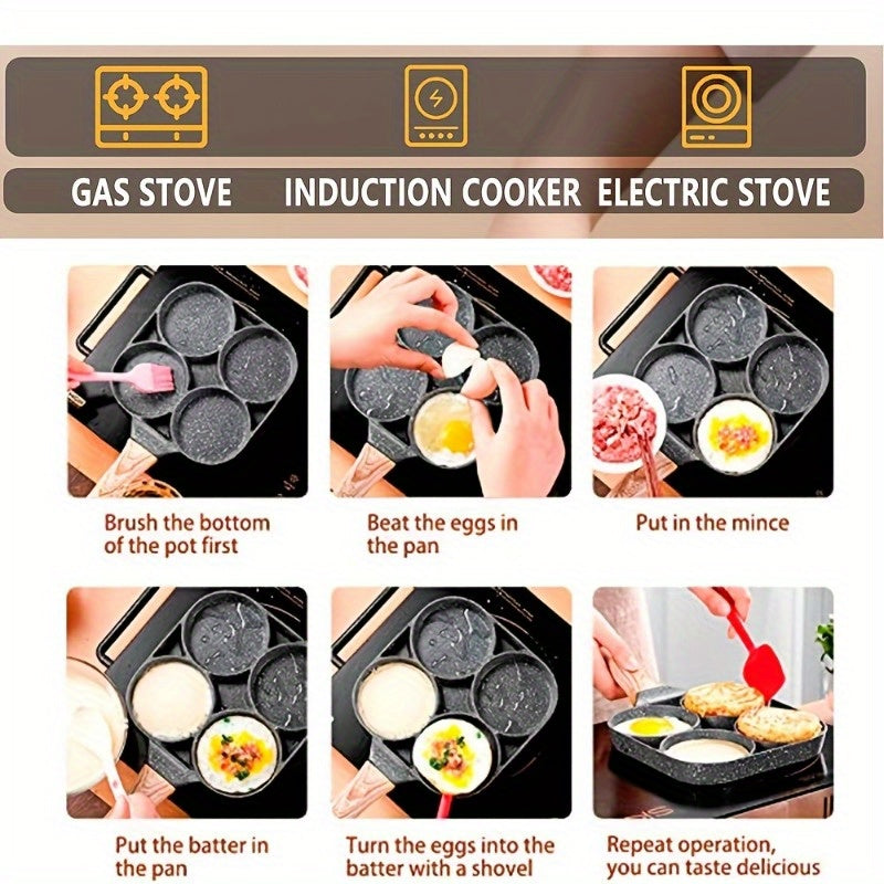 Non-Stick Multi-Purpose Frying Pan with Wooden Handle for Eggs Pancakes and Steak