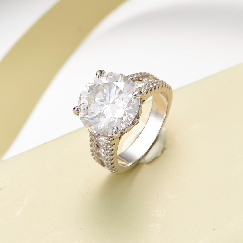 10 Carat Moissanite Engagement Ring Sterling Silver Wedding Jewelry for Women