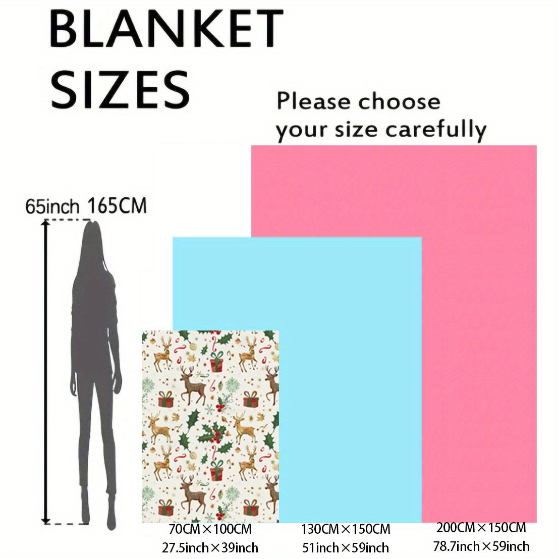 Reindeer Flannel Throw Blanket All-Season Soft Lightweight for Bed Sofa Travel