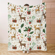 Reindeer Flannel Throw Blanket All-Season Soft Lightweight for Bed Sofa Travel