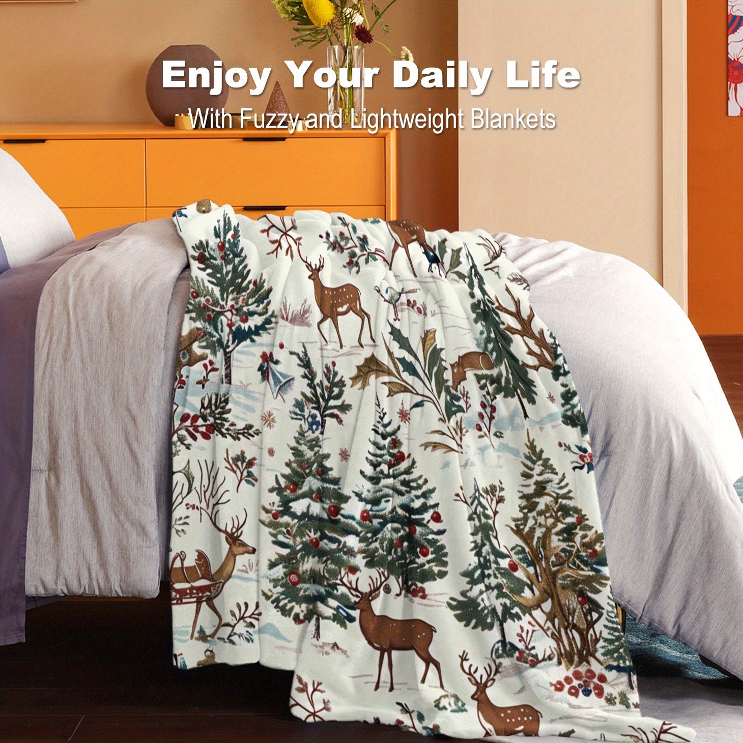 Rojdestvo Flanel Yostiq Yengil Polyester Yotoq Sofasi Sayohat Barcha mavsum uchun