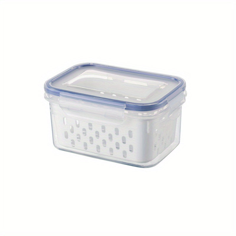 Plastic Kitchen Storage Organizer with Double Layer Draining Basket and Lid for Fruits Vegetables Meat