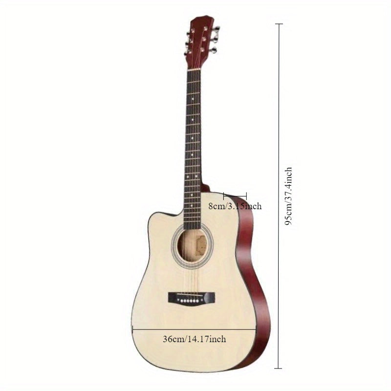 38-Inch Wooden Folk Guitar for Practice in Multiple Colors