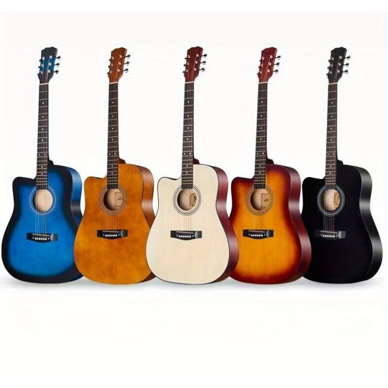 38-Inch Wooden Folk Guitar for Practice in Multiple Colors