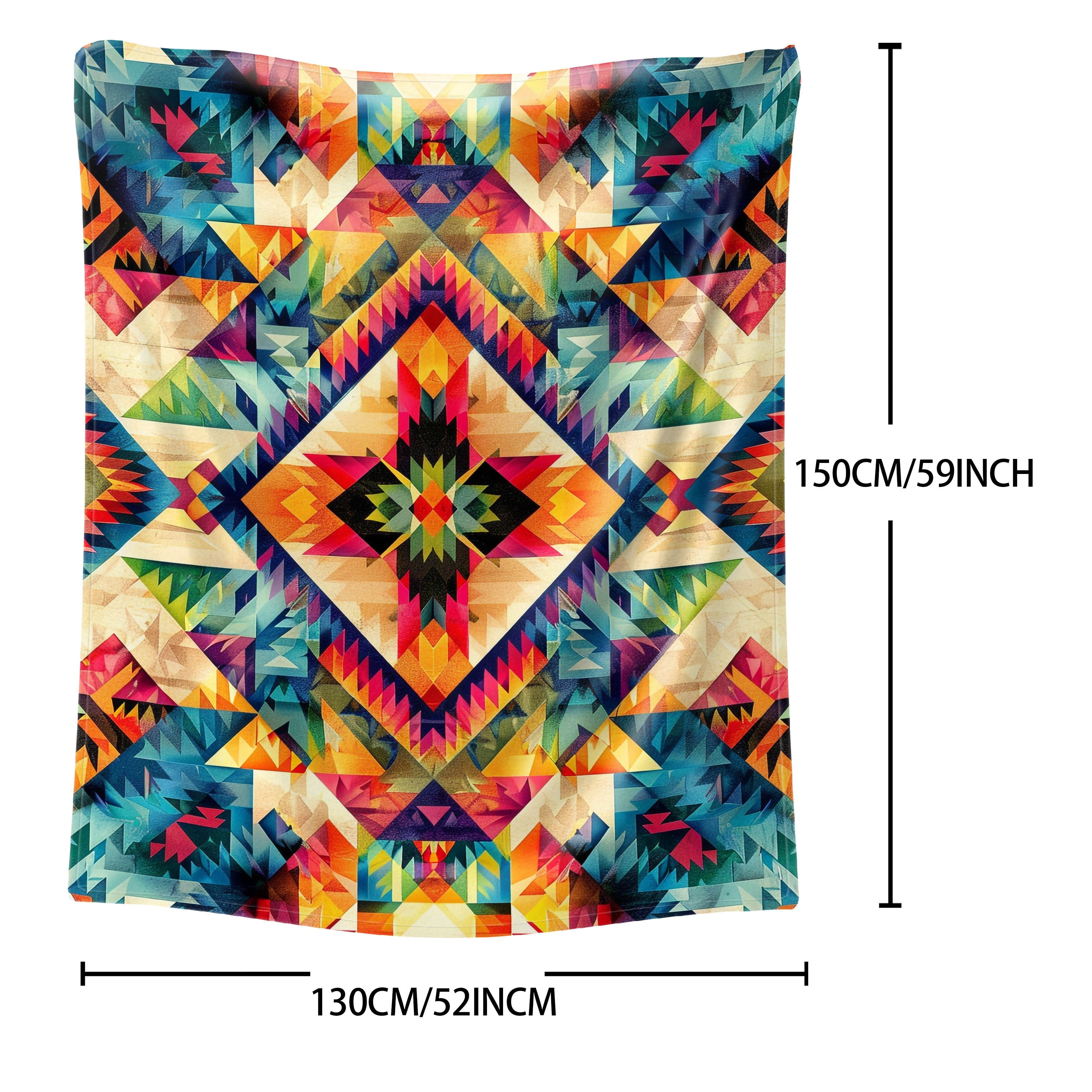 Lightweight Aztec-Inspired Digital Print Flannel Throw Blanket for All-Season Comfort