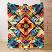 Lightweight Aztec-Inspired Digital Print Flannel Throw Blanket for All-Season Comfort