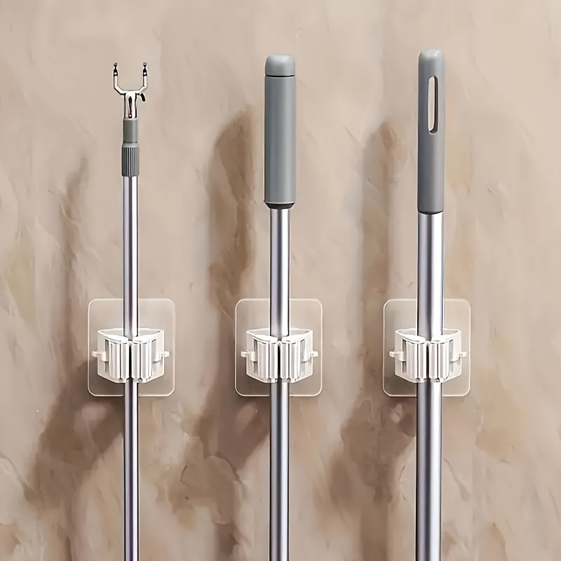 6-Pack Wall-Mount Mop and Broom Holders Heavy-Duty Plastic for Bathroom Kitchen