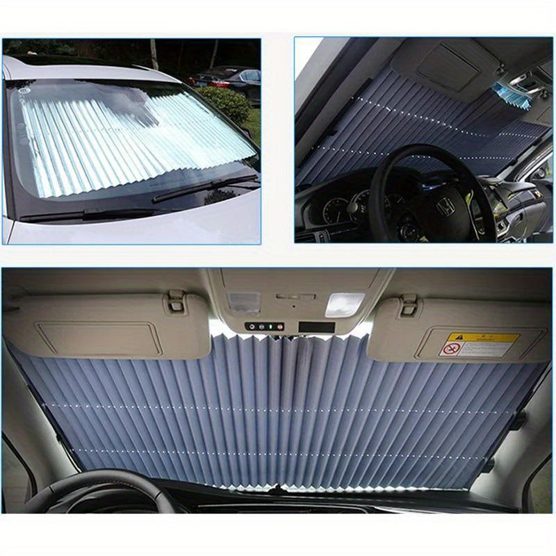 Sombrilla de sol para coche con protección UV, plegable, con película de aluminio reflectante para parabrisas y ventana trasera