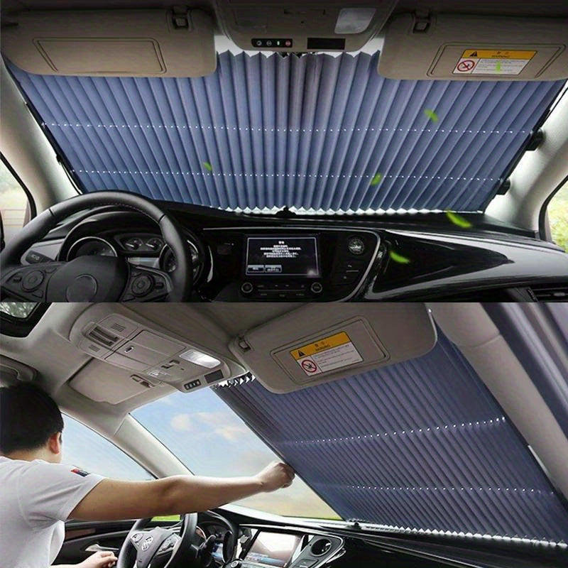 Sombrilla de sol para coche con protección UV, plegable, con película de aluminio reflectante para parabrisas y ventana trasera