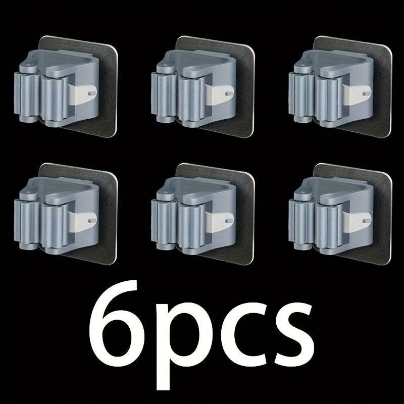 Soportes de pared resistentes para trapeadores y escobas, ganchos de almacenamiento sin taladro para cocina y baño