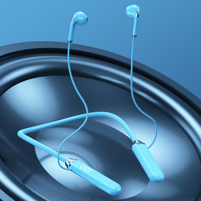 Wireless Neckband Earphones with Display Noise-Cancelling Long Battery USB Charging